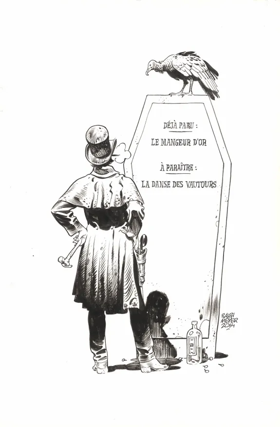 Black and white illustration, Undertaker, Ralph Meyer