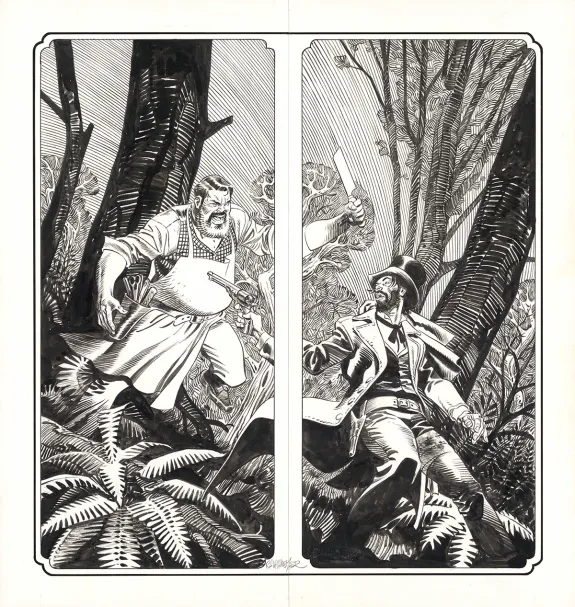 Black and white illustration, Undertaker, Ralph Meyer