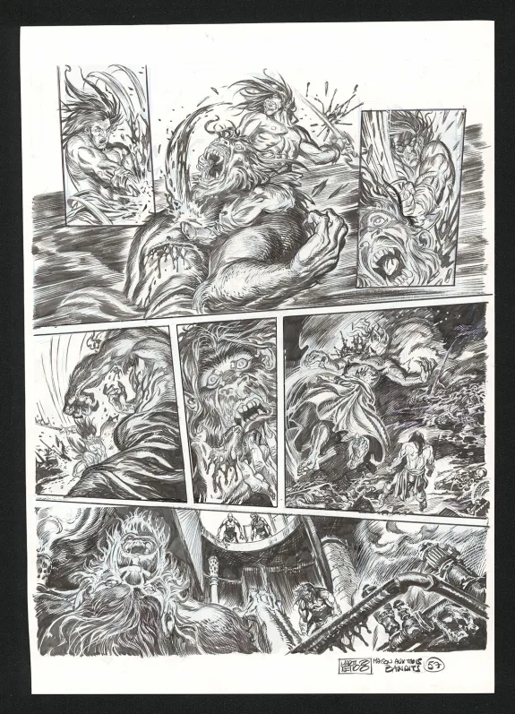 Planche noir et blanc, Conan le Cimmérien, La Maison aux trois bandits (T.10), Paolo Martinello 