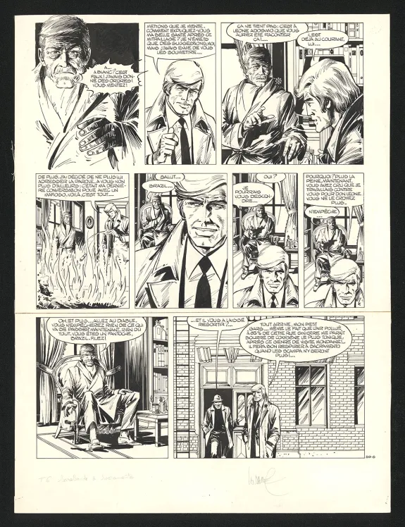 Black and white original page, Bruno Brazil, Sarabande à Sacramento (T.6), William Vance
