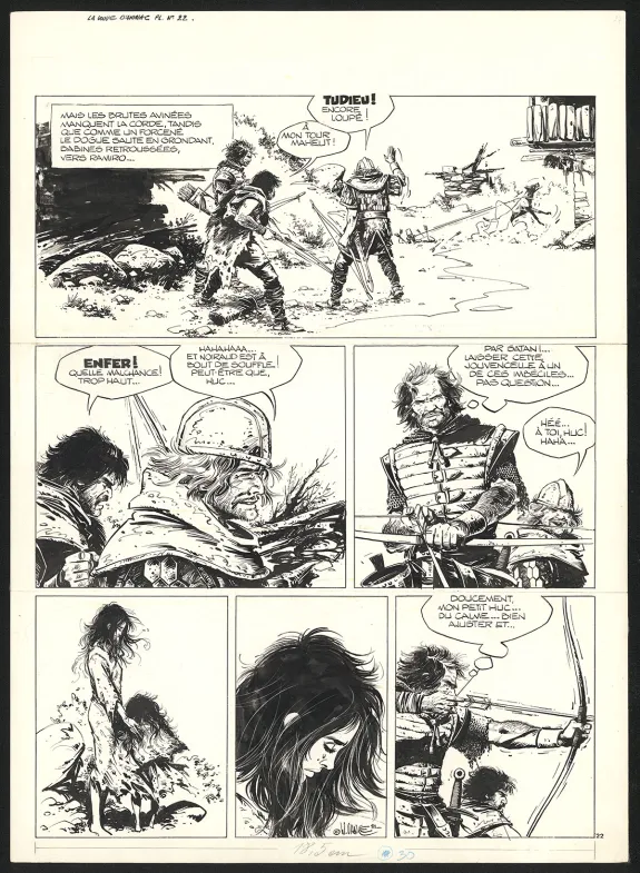 Planche noir et blanc, Ramiro, La Tour d'Arnac – Inédit, William Vance