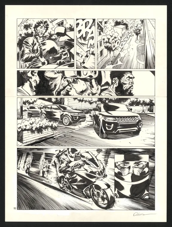Black and white original page, Jazz Maynard, Trois corbeaux (T.6),  Roger