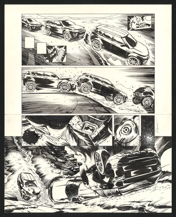 Planche noir et blanc, Jazz Maynard, Trois corbeaux (T.6),  Roger