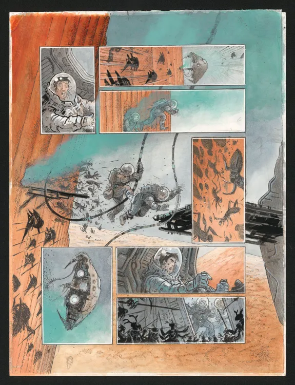 Colored original page, Orbital, Implosion (T.7), Serge Pellé