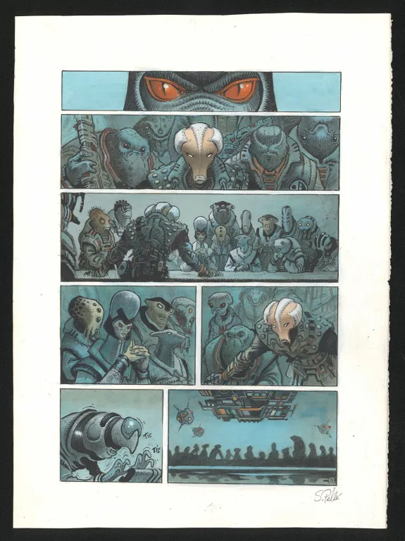 Colored original page, Orbital, Contacts (T.8), Serge Pellé
