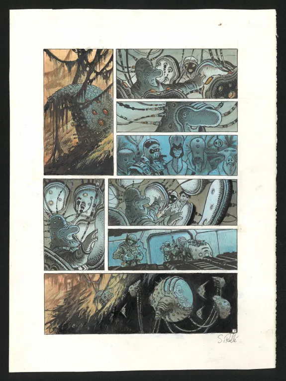Colored original page, Orbital, Contacts (T.8), Serge Pellé