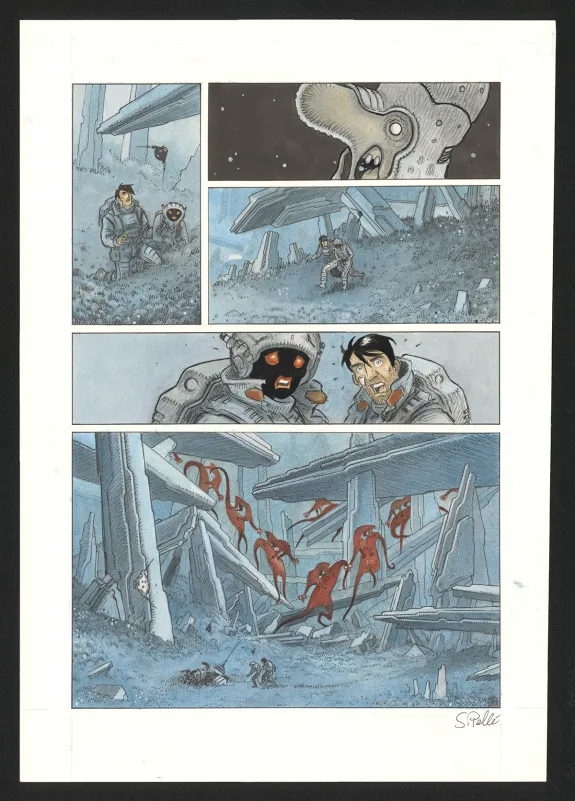 Colored original page, Orbital, Contacts (T.8), Serge Pellé