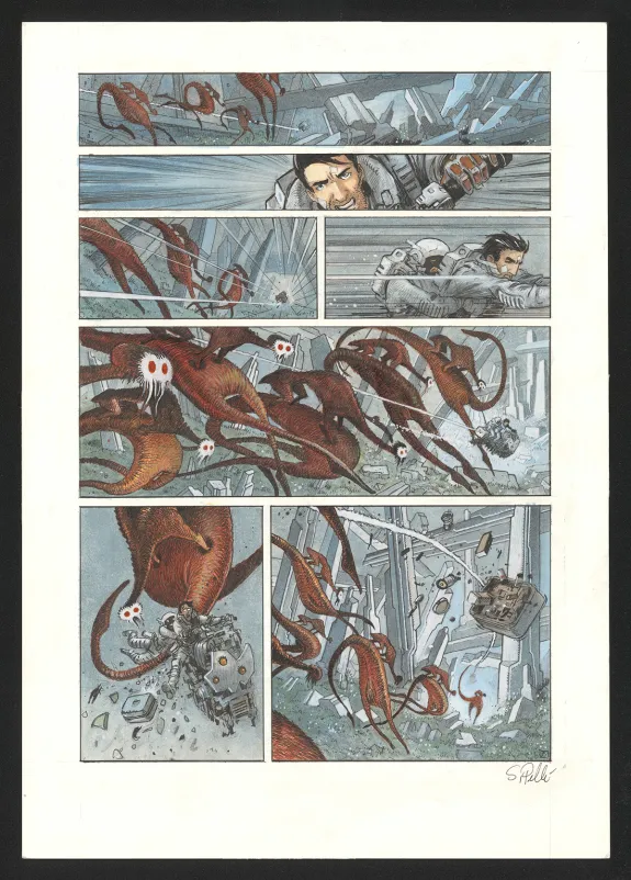 Colored original page, Orbital, Contacts (T.8), Serge Pellé