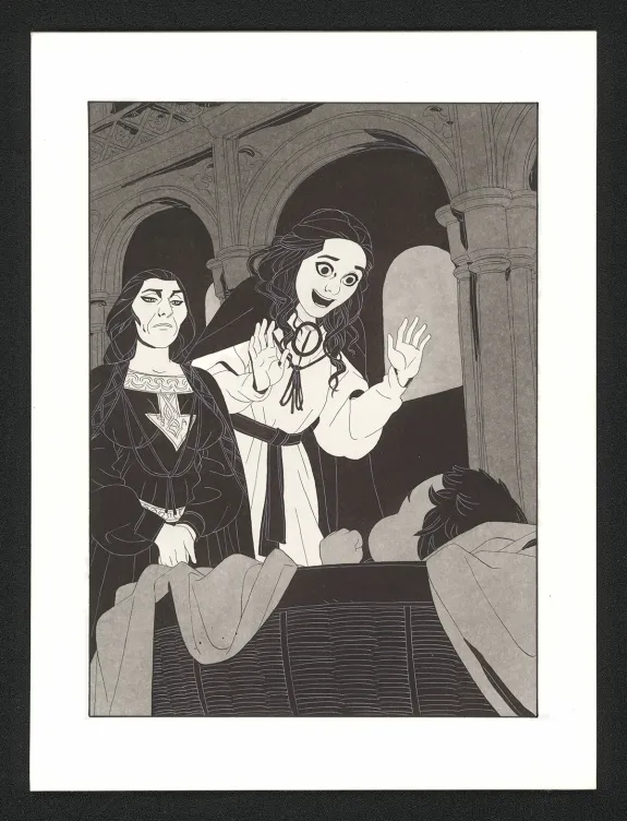 Black and white illustration, Les Ogres-Dieux, La Première née (T.4), Bertrand Gatignol
