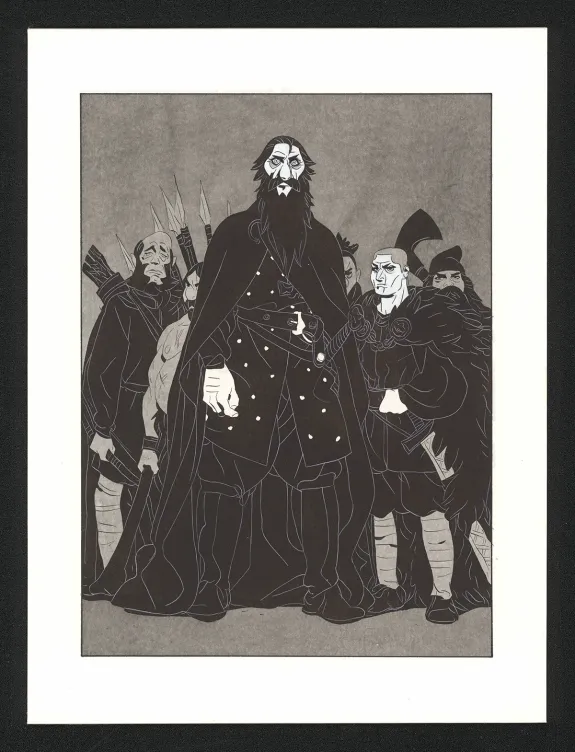 Black and white illustration, Les Ogres-Dieux, La Première née (T.4), Bertrand Gatignol