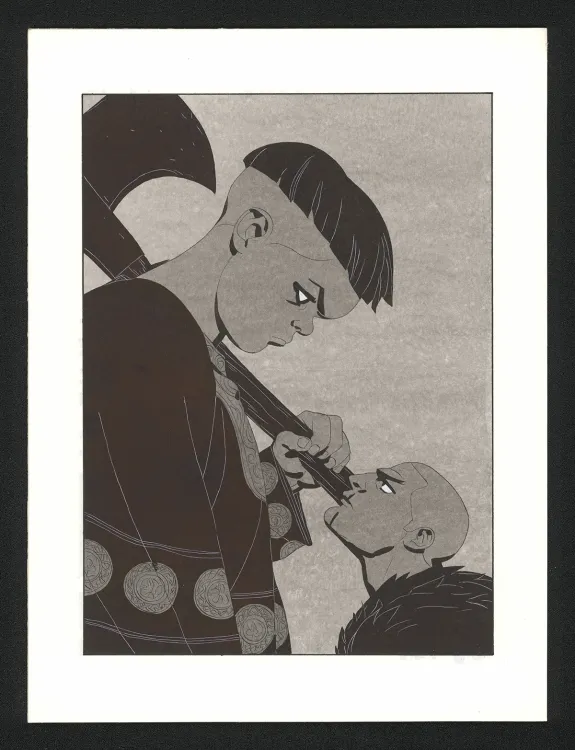 Illustration noir et blanc, Les Ogres-Dieux, La Première née (T.4), Bertrand Gatignol