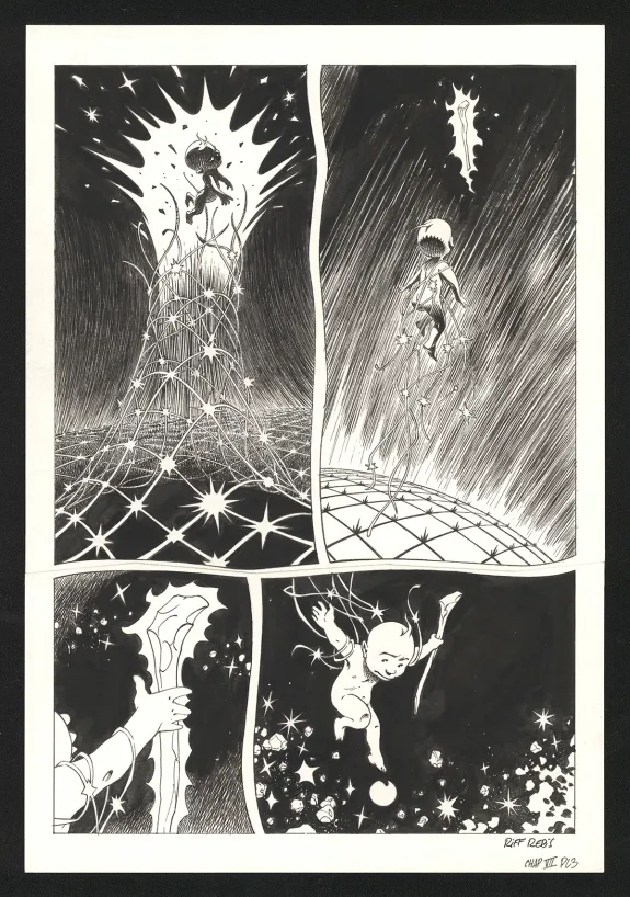 Black and white original page, Le Vagabond des Étoiles , Première partie (T.1),  Riff Reb's