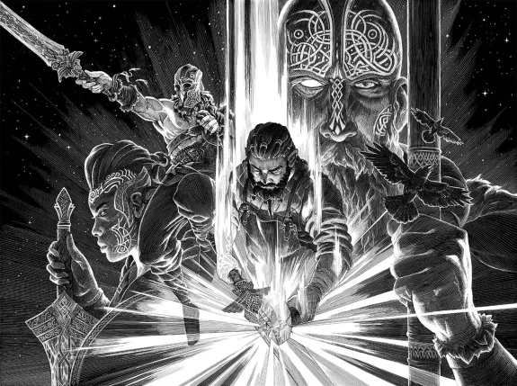 Black and white illustration, Magic the Gathering , Nicolas Delort