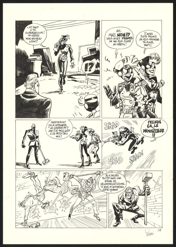 Black and white original page, SuperGroom, Héros malgré lui (T.1),  Yoann
