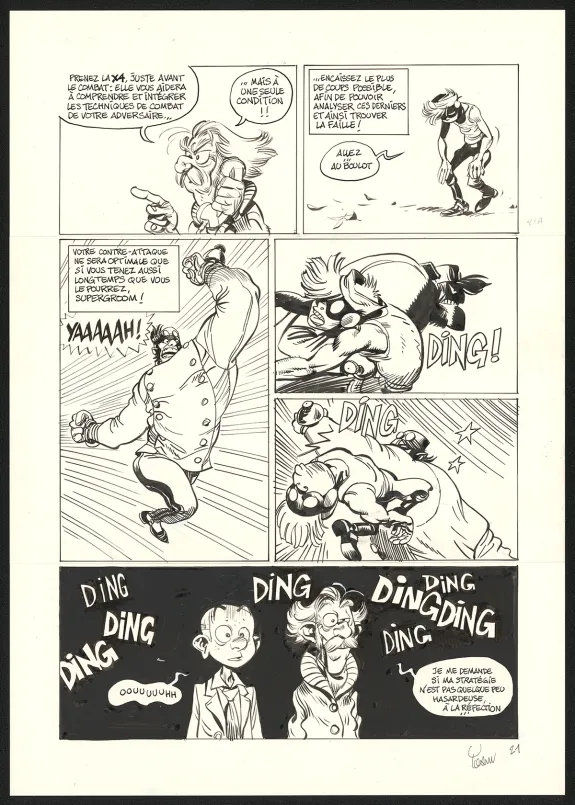 Planche noir et blanc, SuperGroom, La Guerre olympique (T.2),  Yoann