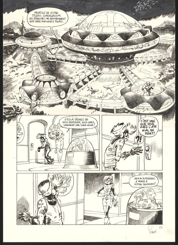 Planche noir et blanc, SuperGroom, La Guerre olympique (T.2),  Yoann