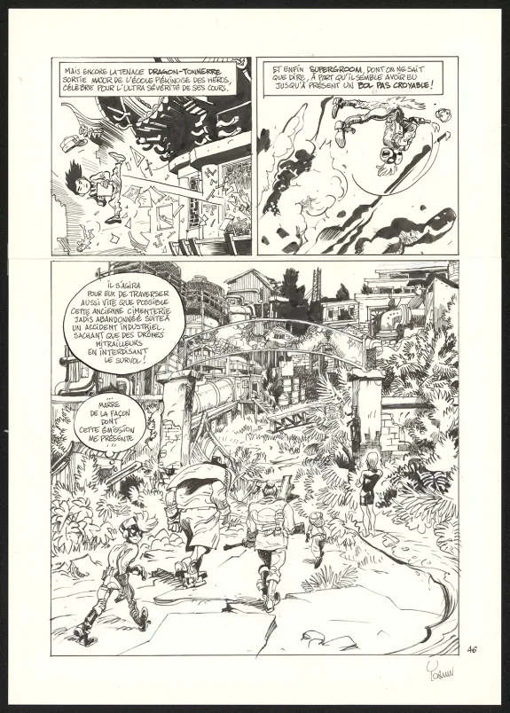 Planche noir et blanc, SuperGroom, La Guerre olympique (T.2),  Yoann