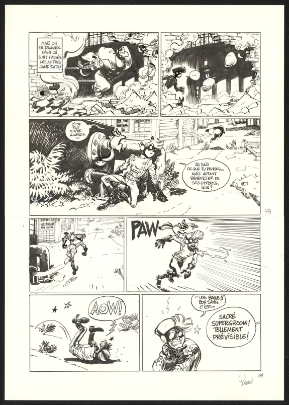Black and white original page, SuperGroom, La Guerre olympique (T.2),  Yoann