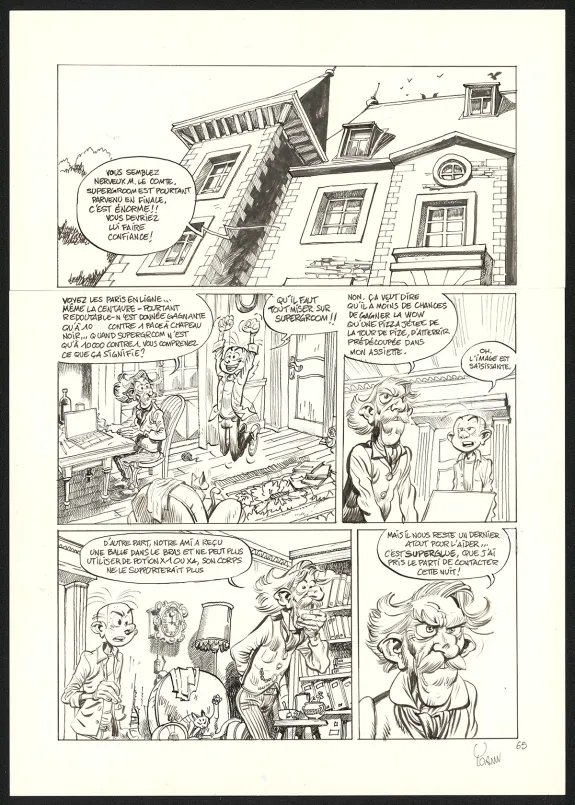 Planche noir et blanc, SuperGroom, La Guerre olympique (T.2),  Yoann