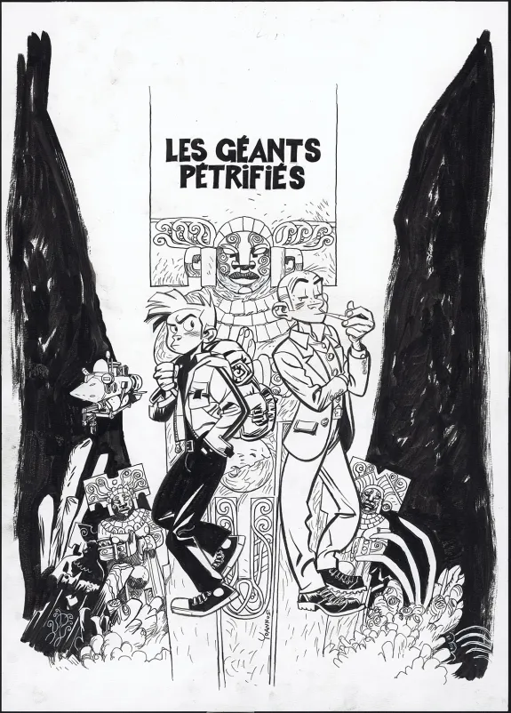 Couverture, Une Aventure de Spirou et Fantasio, Les Géants pétrifiés (T.1),  Yoann