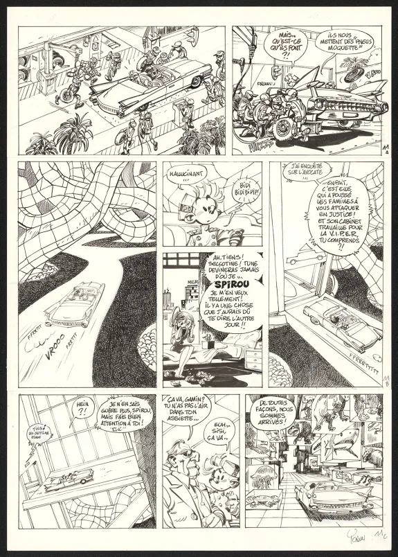 Black and white original page, Spirou et Fantasio, Dans les griffes de la Vipère (T.53),  Yoann