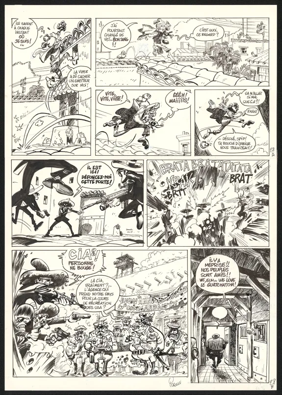 Black and white original page, Spirou et Fantasio, Dans les griffes de la Vipère (T.53),  Yoann