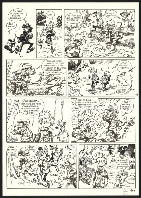 Planche noir et blanc, Spirou et Fantasio, Dans les griffes de la Vipère (T.53),  Yoann