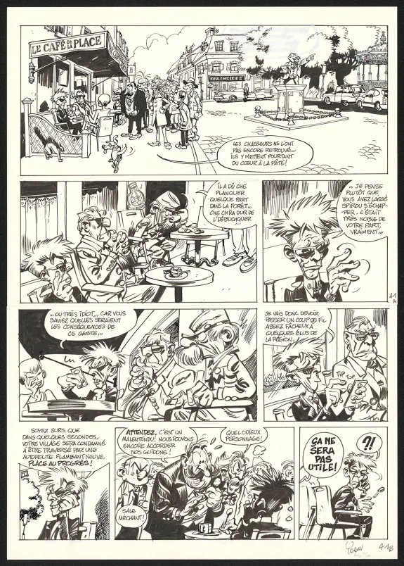 Planche noir et blanc, Spirou et Fantasio, Dans les griffes de la Vipère (T.53),  Yoann