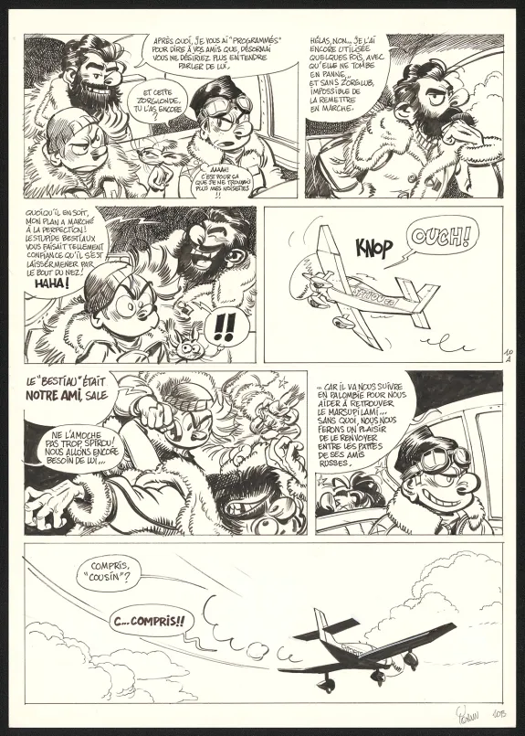 Black and white original page, Spirou et Fantasio, La Colère du Marsupilami (T.55),  Yoann