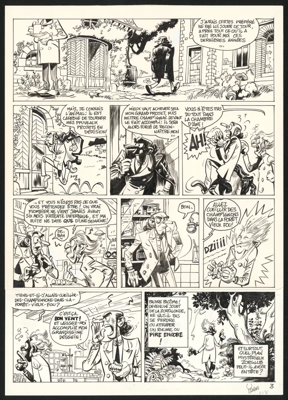 Black and white original page, Spirou et Fantasio, Alerte aux Zorkons (T.51),  Yoann