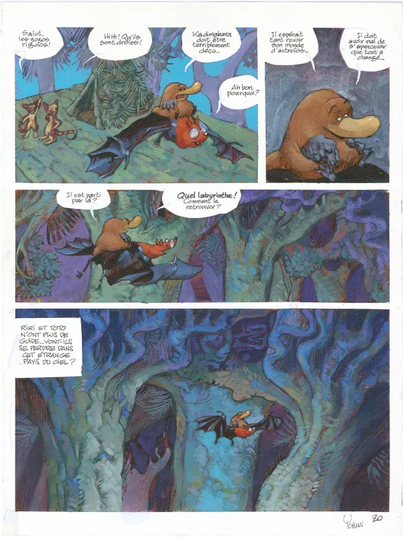 Colored original page, Toto l'ornithorynque, Toto l'ornithorynque au pays du ciel (T.6),  Yoann