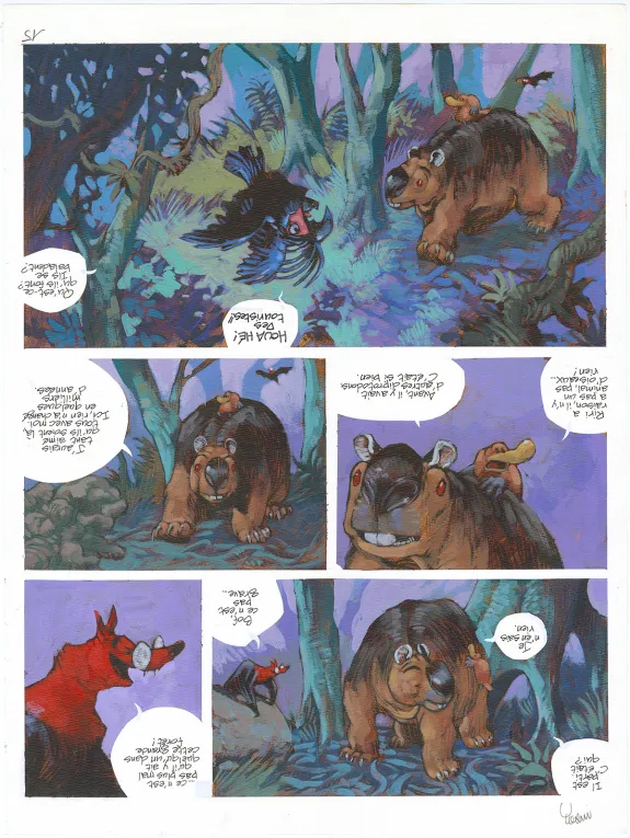 Colored original page, Toto l'ornithorynque, Toto l'ornithorynque au pays du ciel (T.6),  Yoann
