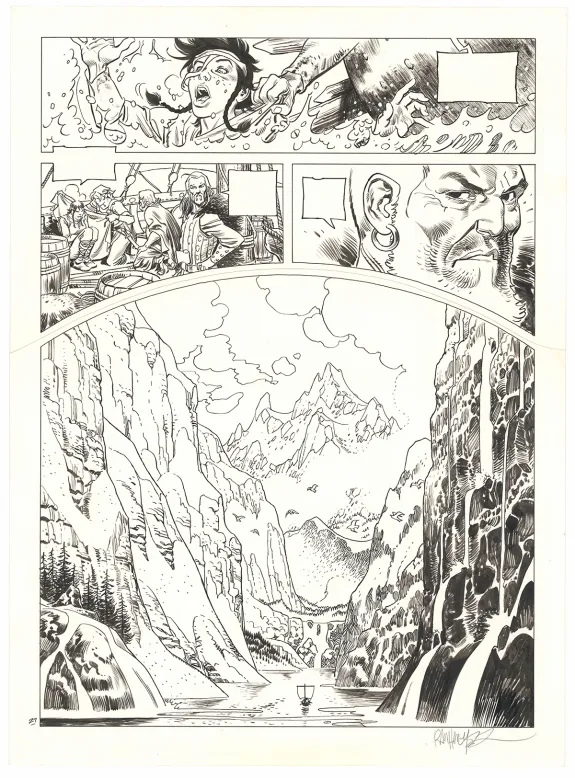 Black and white original page, Asgard, Pied-de-fer (T.1), Ralph Meyer