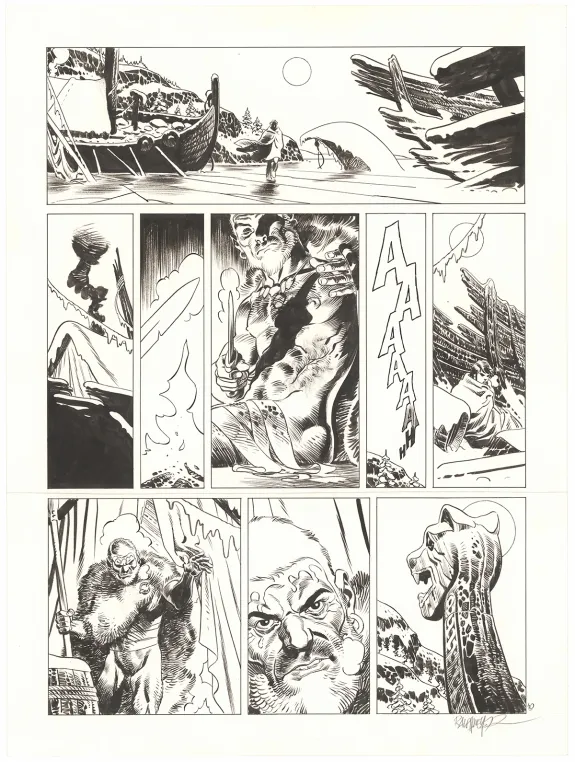 Black and white original page, Asgard, Pied-de-fer (T.1), Ralph Meyer