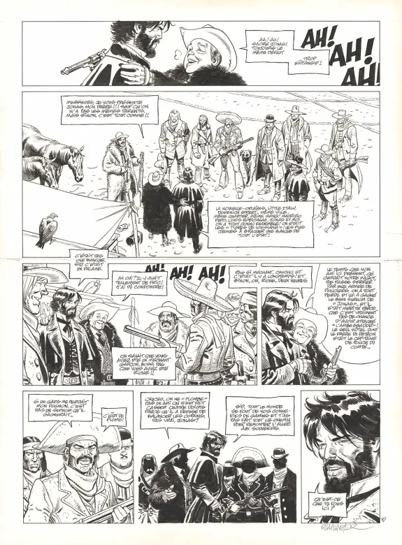 Black and white original page, Undertaker, L'Indien blanc (T.5), Ralph Meyer