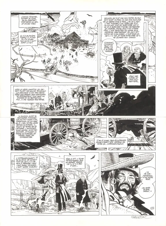 Black and white original page, Undertaker, L'Indien blanc (T.5), Ralph Meyer