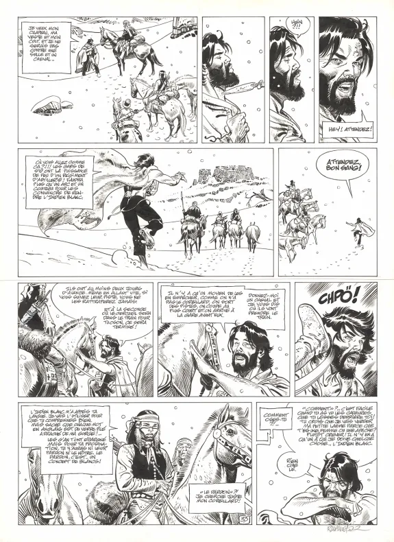 Black and white original page, Undertaker, L'Indien blanc (T.5), Ralph Meyer