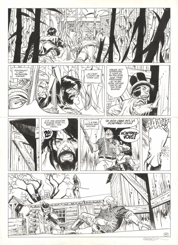 Black and white original page, Undertaker, L'Indien blanc (T.5), Ralph Meyer