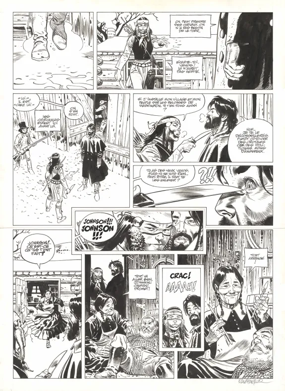 Black and white original page, Undertaker, L'Indien blanc (T.5), Ralph Meyer