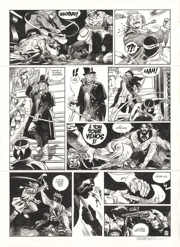 Black and white original page, Undertaker, Salvaje (T.6), Ralph Meyer