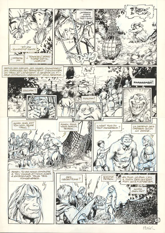 Black and white original page, Trolls de Troy, Histoires trolles (T.1), Jean-Louis Mourier