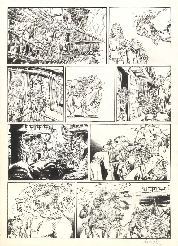 Black and white original page, Trolls de Troy, Les Enragés du Darshan (II) (T.10), Jean-Louis Mourier