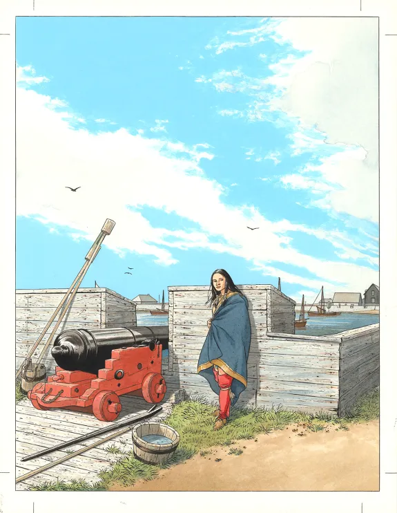 Colored illustration, L'Épervier, La Princesse indienne (T.10), Patrice Pellerin