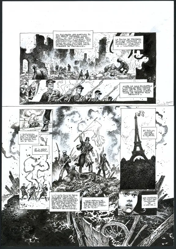 Planche noir et blanc, Aristophania, La Montagne Rouge (T.4), Joël Parnotte