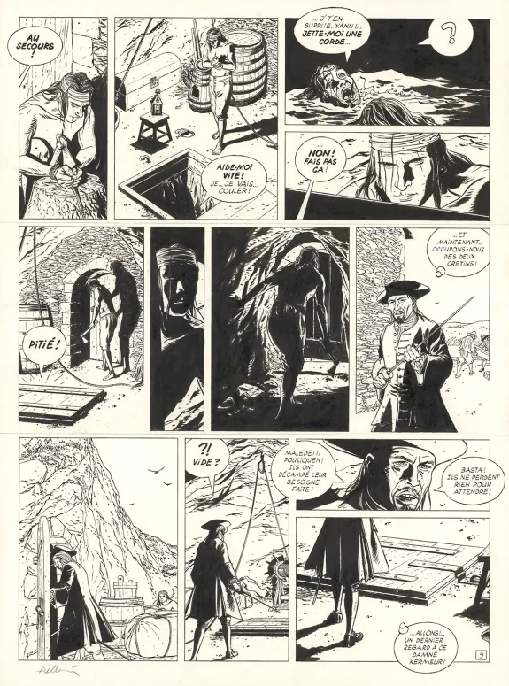 Black and white original page, L'Épervier, Corsaire du Roy (T.8), Patrice Pellerin