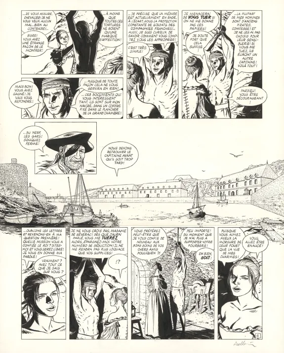 Black and white original page, L'Épervier, Corsaire du Roy (T.8), Patrice Pellerin