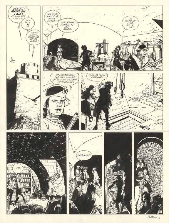 Black and white original page, L'Épervier, Tempête sur Brest (T.3), Patrice Pellerin