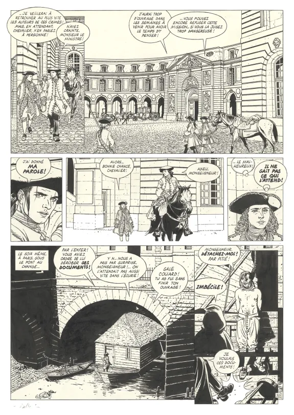 Black and white original page, L'Épervier, La Mission (T.7), Patrice Pellerin