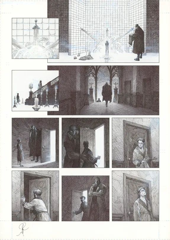 Black and white original page, La Mort vivante, Alberto Varanda