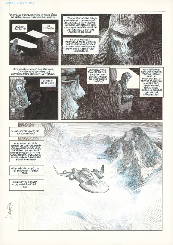Black and white original page, La Mort vivante, Alberto Varanda